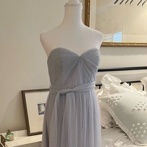 Jenny Yoo Pale Blue Ruched One Shoulder Gown